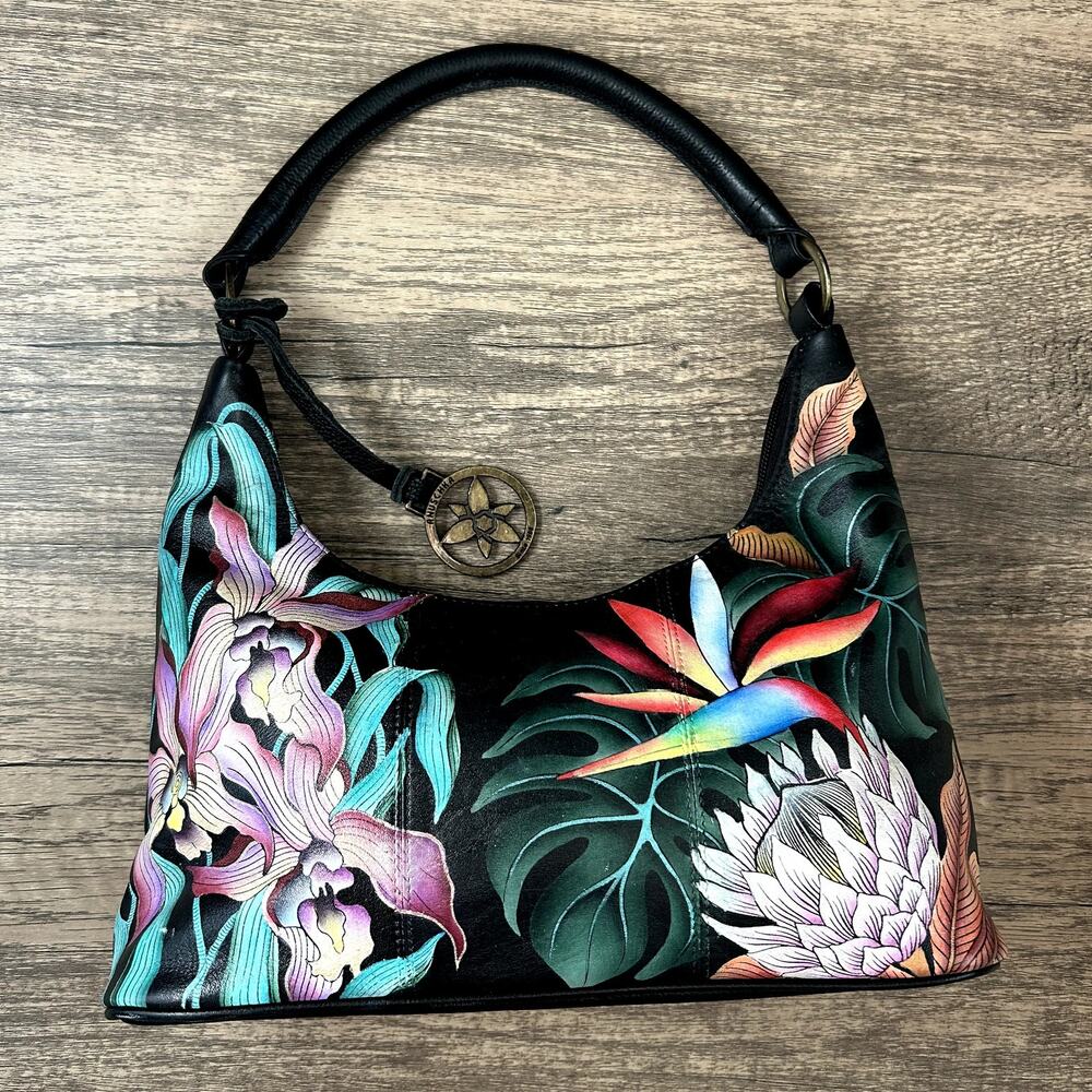 Anuschka Medium Zip Boho Island Escape Black Shou… - image 2